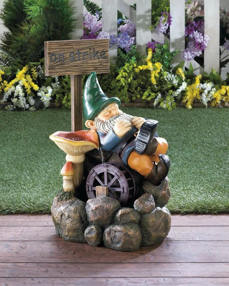 On Strike Gnome Water Fountain