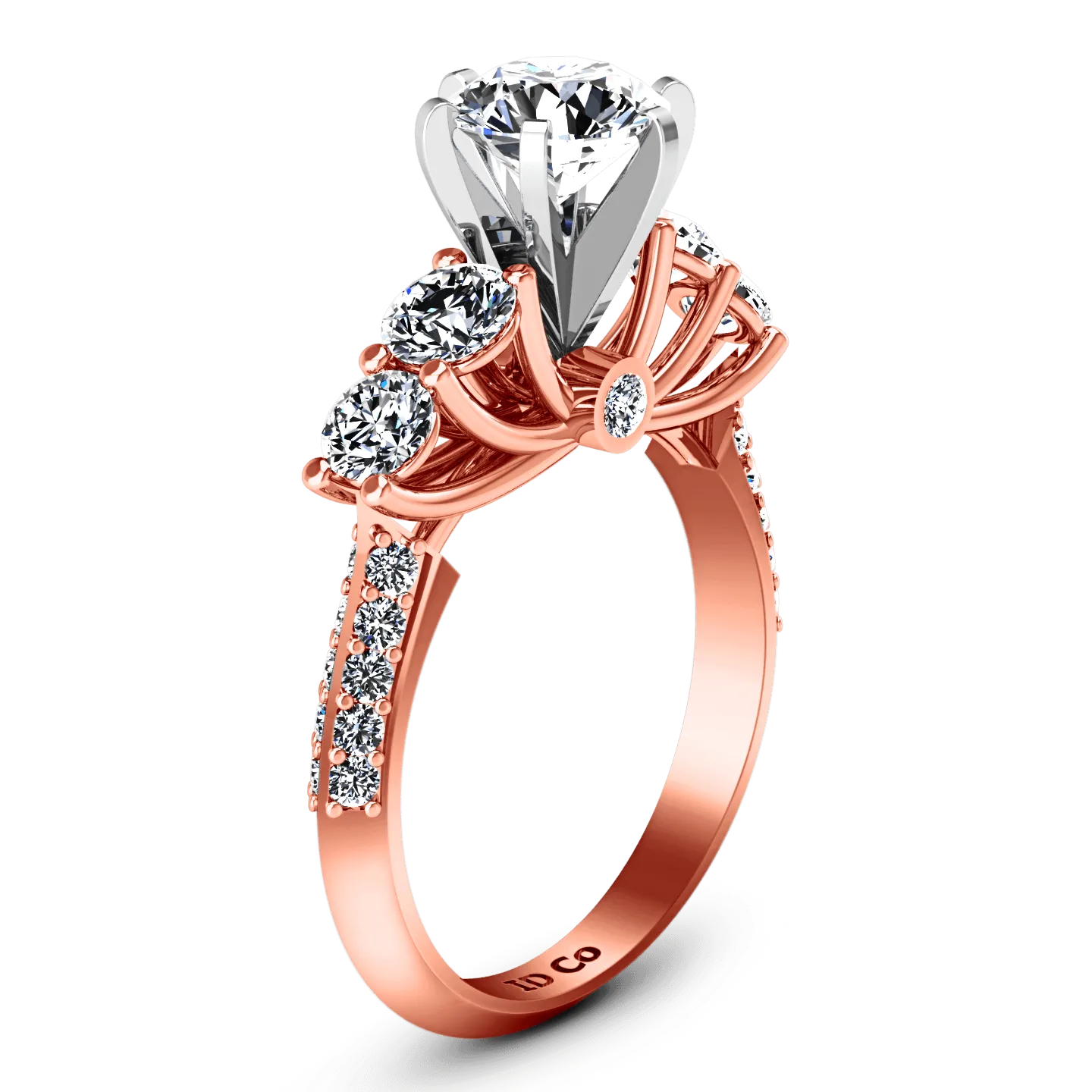 Pave Diamond Engagement Ring Regal 14K Rose Gold