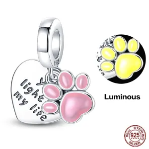 Paws Luminous Charm Beads (Glows in the dark)