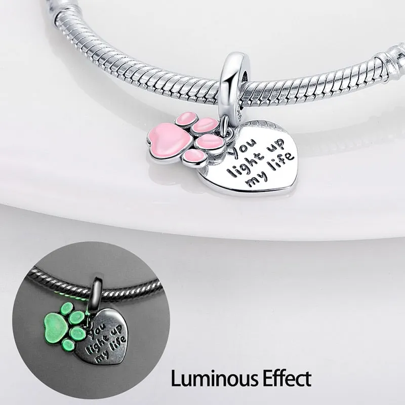 Paws Luminous Charm Beads (Glows in the dark)