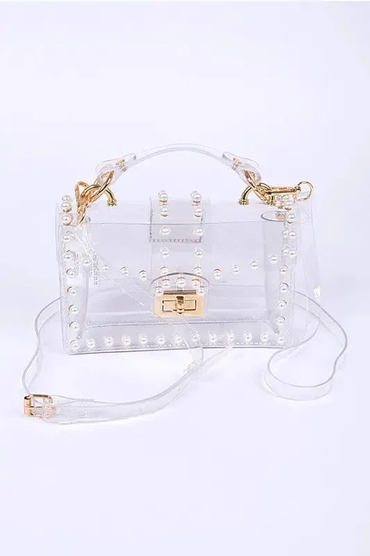 Pearl Studs Transparent Stadium Clear Bag