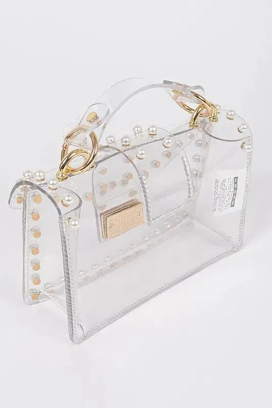 Pearl Studs Transparent Stadium Clear Bag