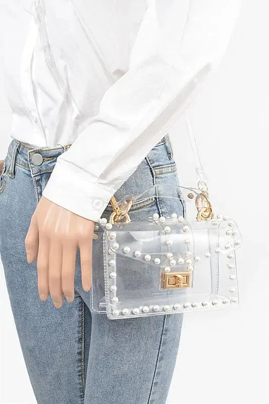 Pearl Studs Transparent Stadium Clear Bag