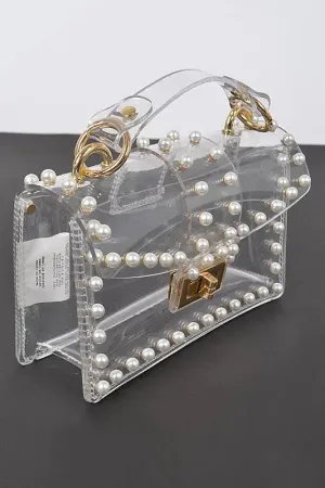 Pearl Studs Transparent Stadium Clear Bag