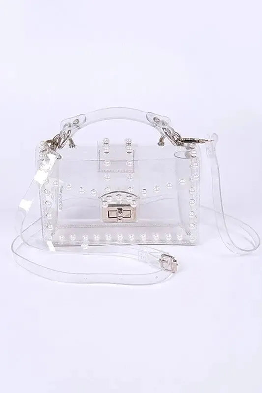 Pearl Studs Transparent Stadium Clear Bag