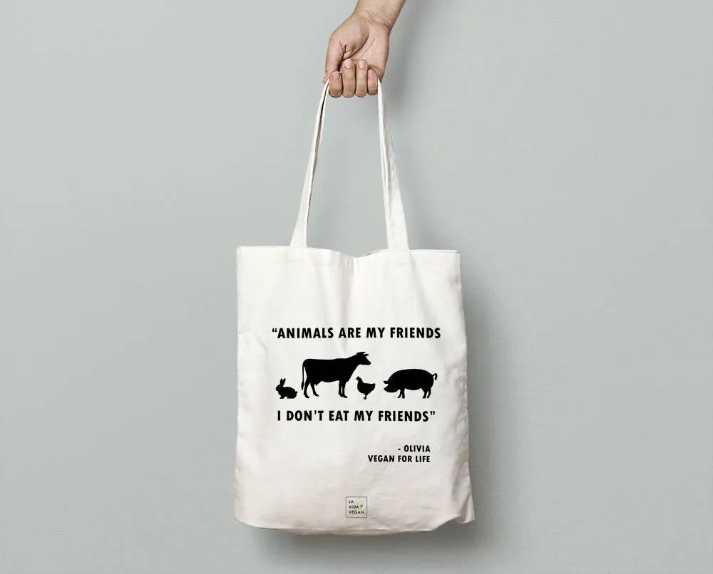 Personalised 'Animals Are My Friends' Tote Bag