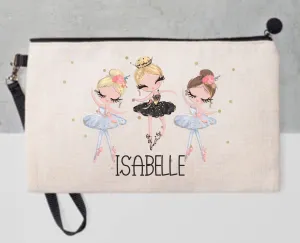 Personalised Ballerina Pencil Case, Make up Bag, School Kids Linen - Ballet Girls