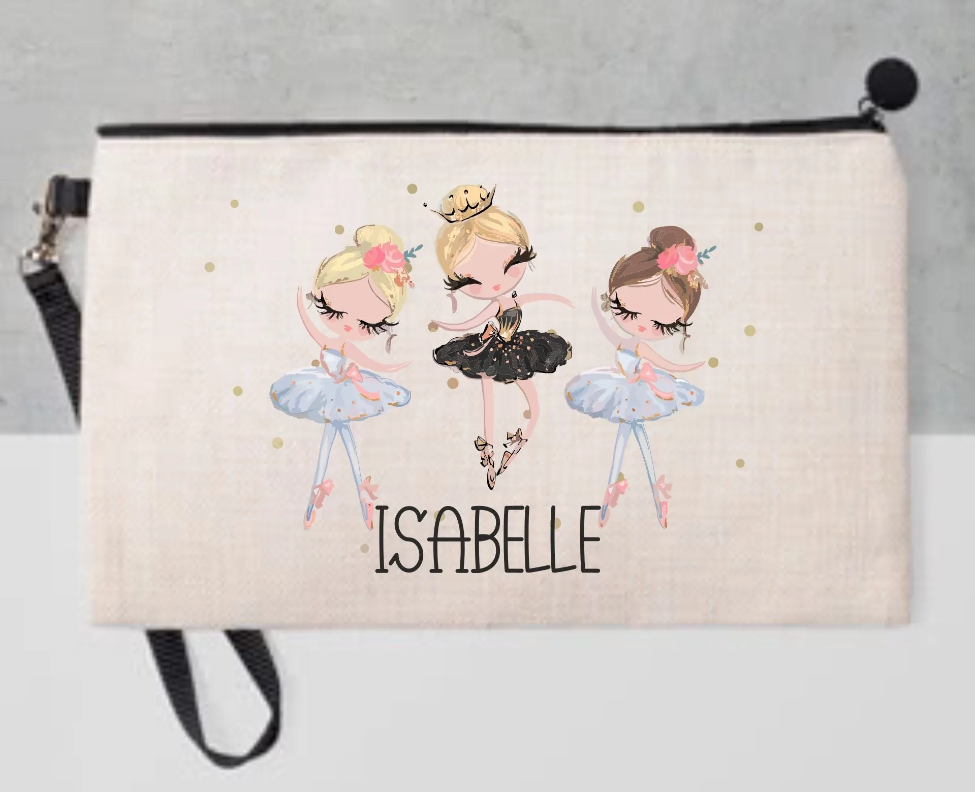 Personalised Ballerina Pencil Case, Make up Bag, School Kids Linen - Ballet Girls