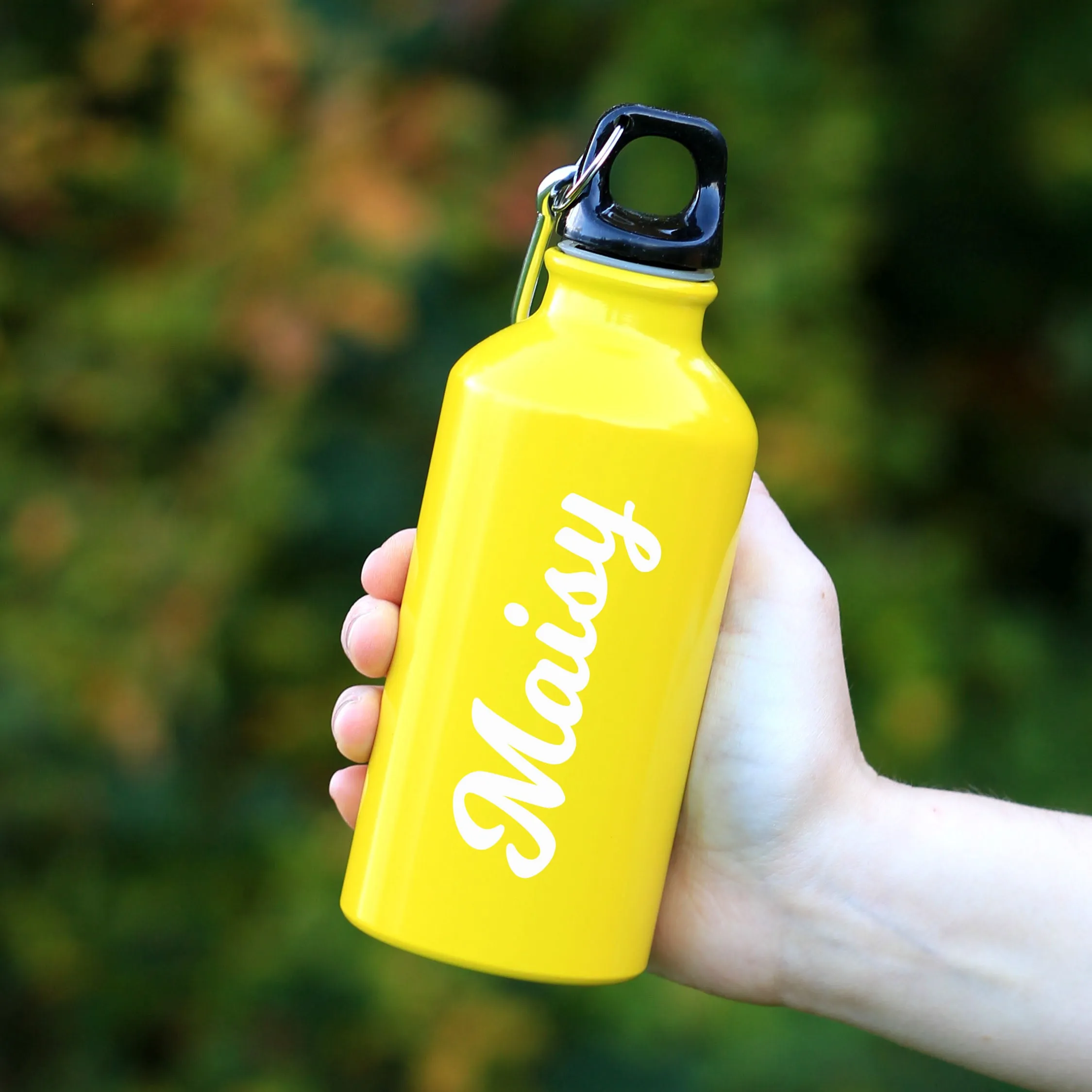 Personalised Metal 400ml Water Bottle with Carabiner Clip