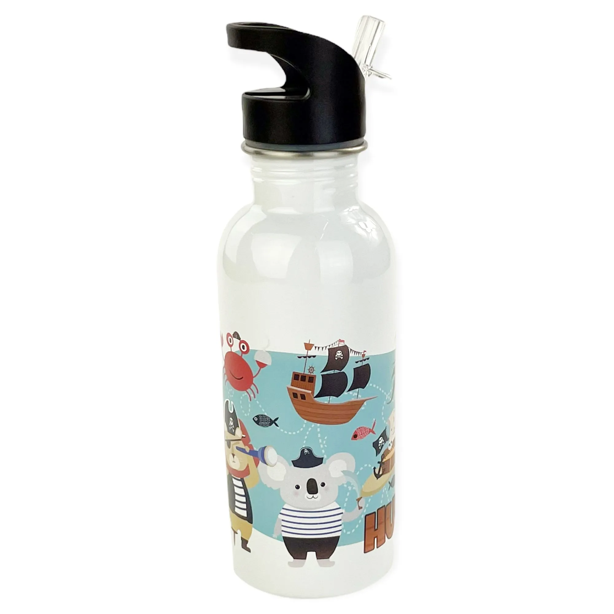 Personalized 20oz Stainless Steel Water Bottle with Straw - Treasure Map