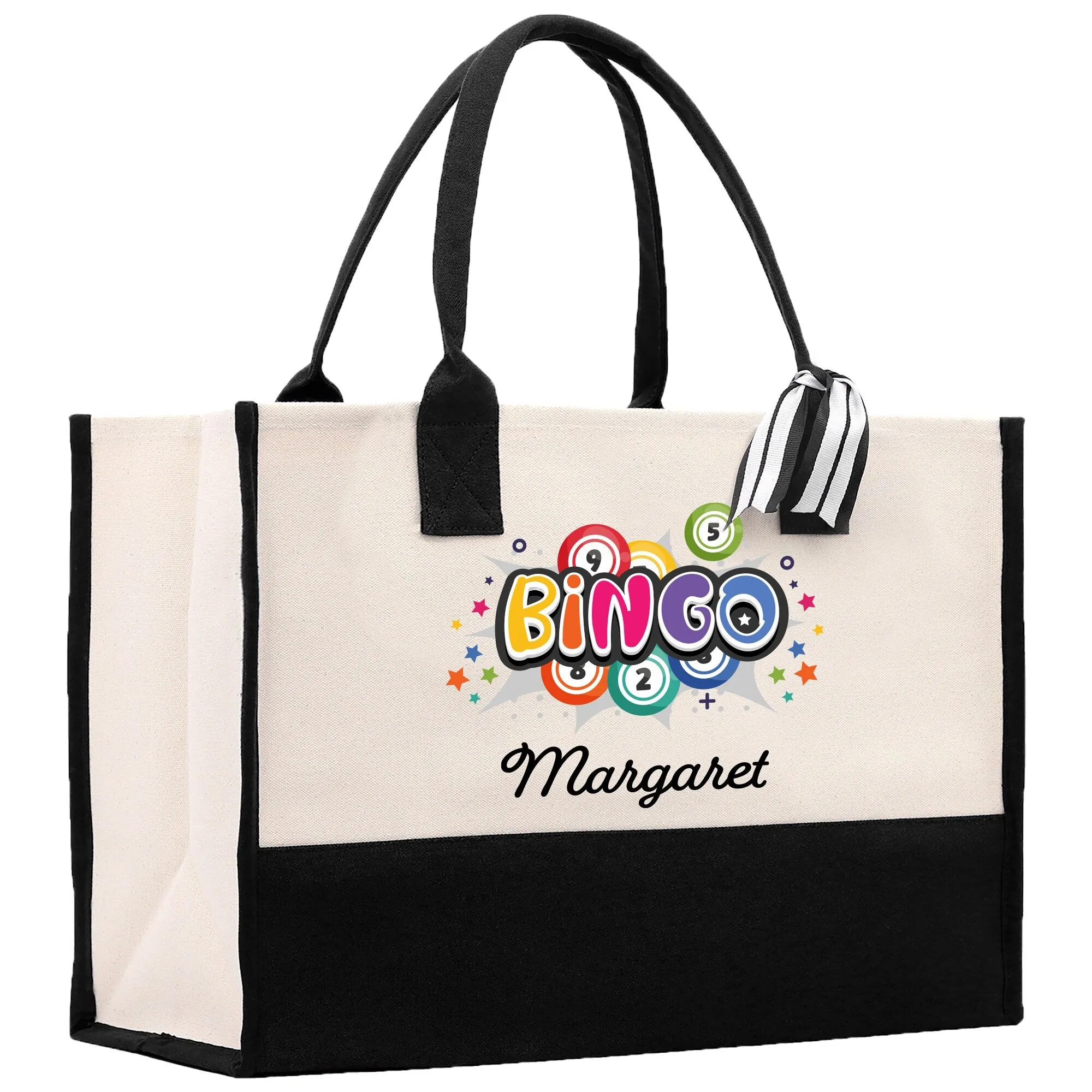 Personalized Bingo Name Cotton Canvas Tote Bag Bingo Gift for Grandma Custom Bingo Player Gift Bag Bingo Carry Tote Bingo Mom Bag