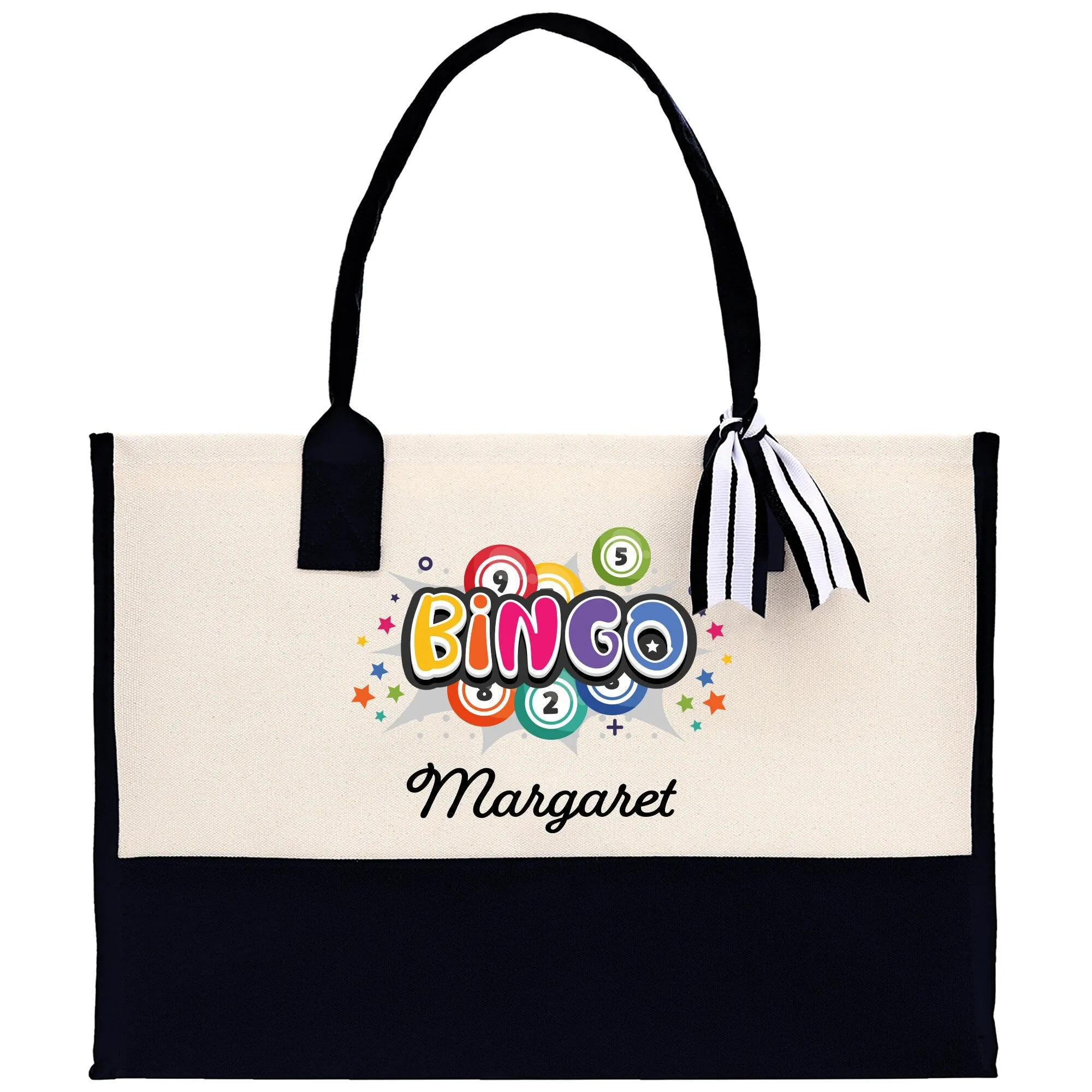 Personalized Bingo Name Cotton Canvas Tote Bag Bingo Gift for Grandma Custom Bingo Player Gift Bag Bingo Carry Tote Bingo Mom Bag