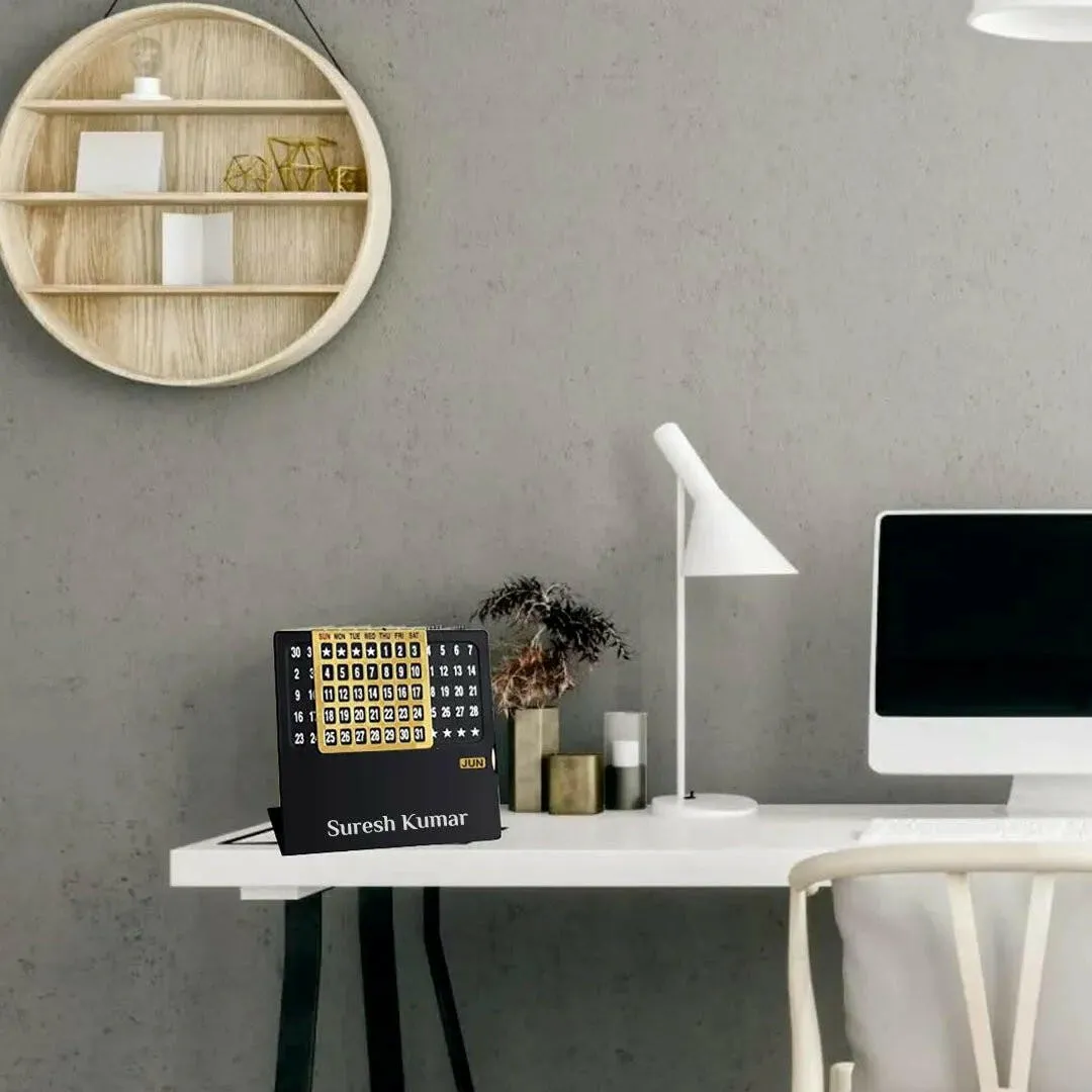 Personalized Name Life Time Calendar With Month Display Metal Desk Stand