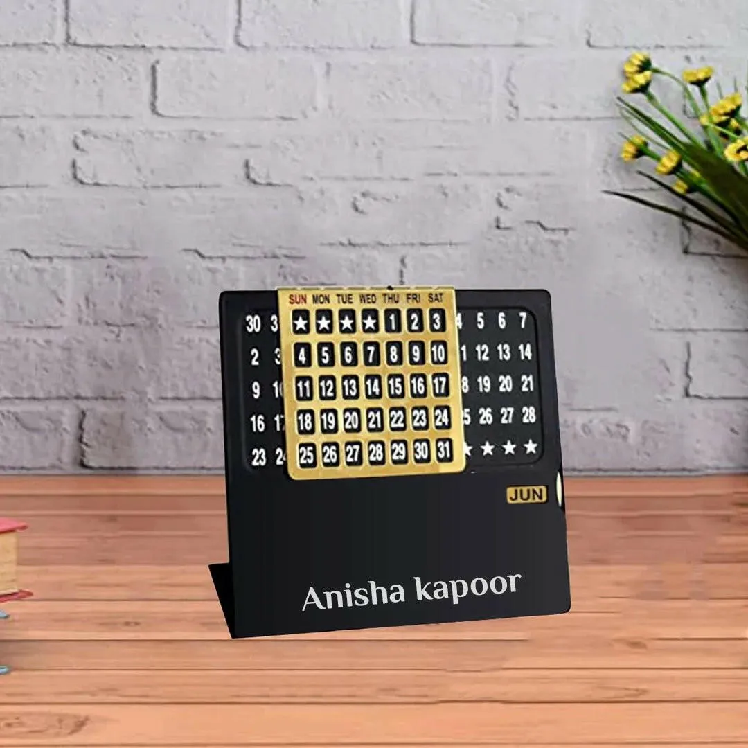 Personalized Name Life Time Calendar With Month Display Metal Desk Stand