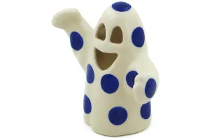 Polish Pottery Ghost Candle Holder Blue Polka Dot Beauty