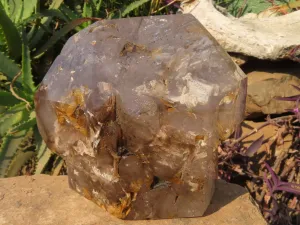 Polished A Grade Extra Large Smokey Clear Sceptre Window Quartz Crystal x 1 From Akansobe, Madagascar