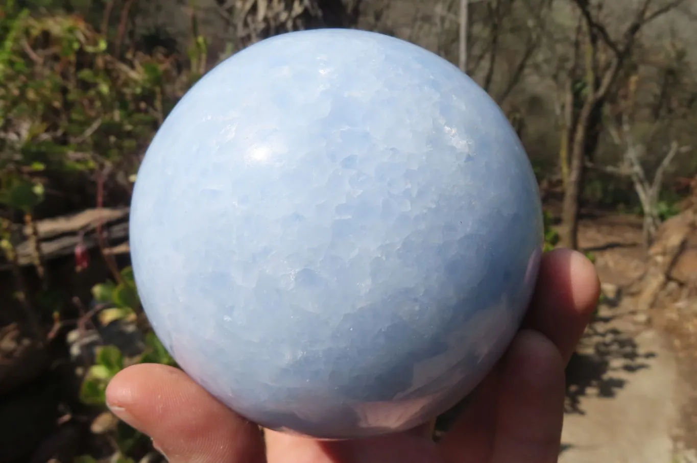 Polished Blue Calcite Spheres x 1 From Ihadilalana, Madagascar