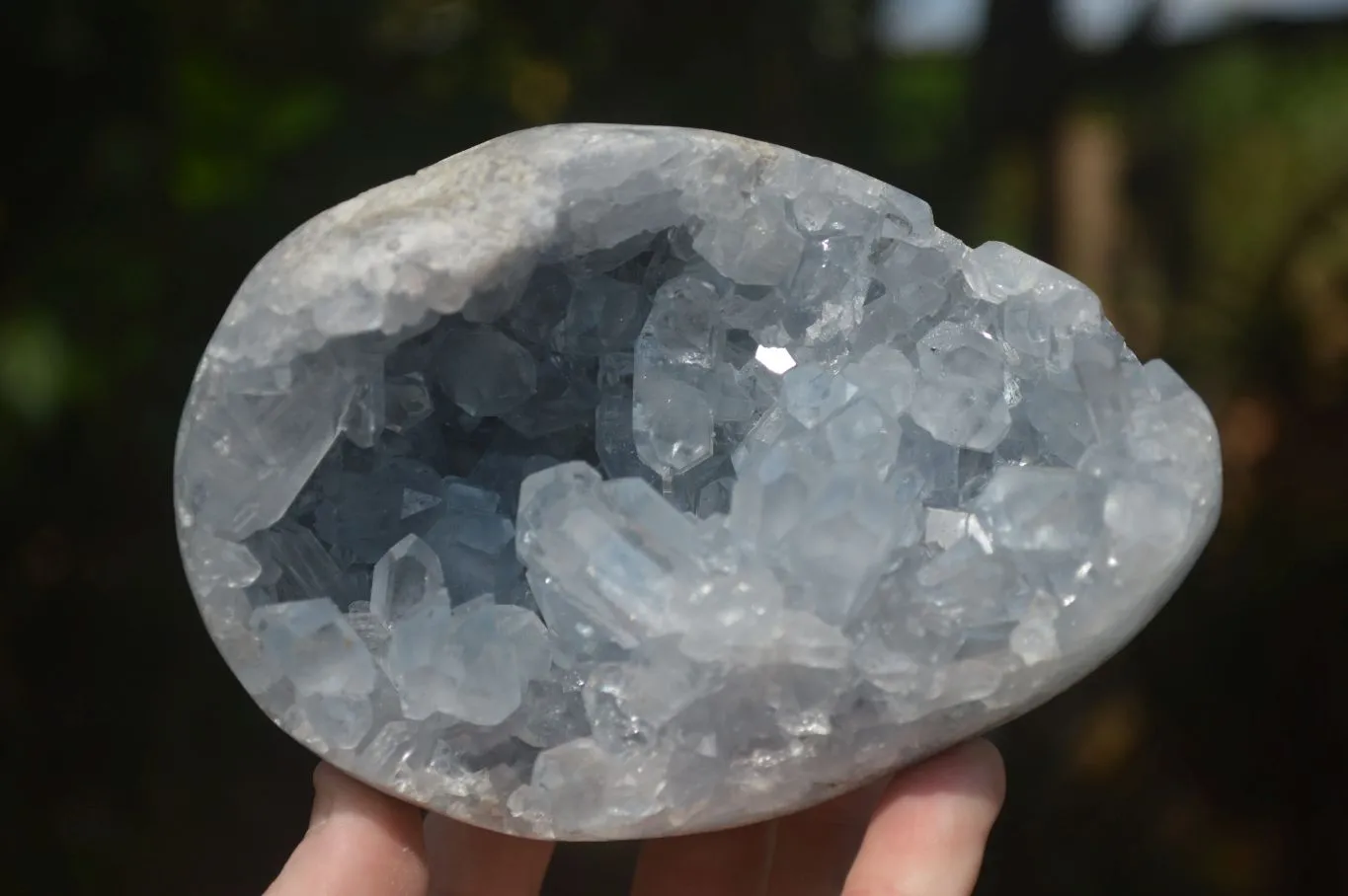 Polished Blue Celestite Crystal Centred Egg x 1 From Sakoany, Madagascar
