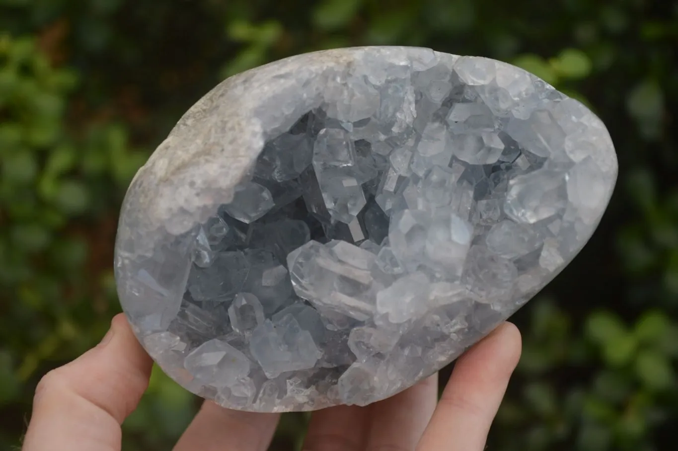 Polished Blue Celestite Crystal Centred Egg x 1 From Sakoany, Madagascar