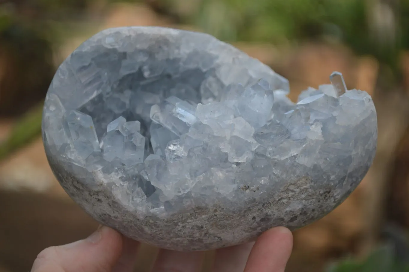 Polished Blue Celestite Crystal Centred Egg x 1 From Sakoany, Madagascar
