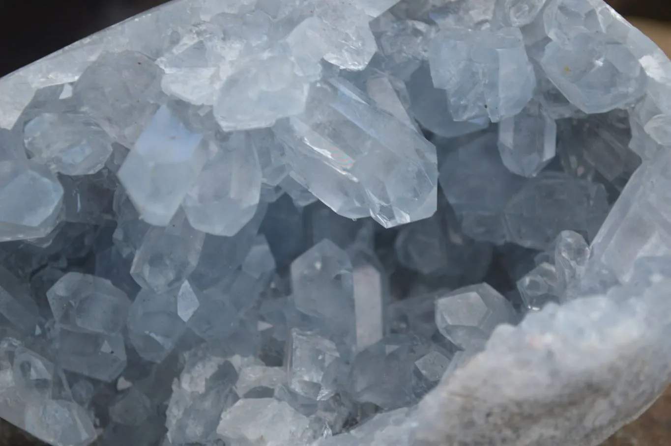 Polished Blue Celestite Crystal Centred Egg x 1 From Sakoany, Madagascar