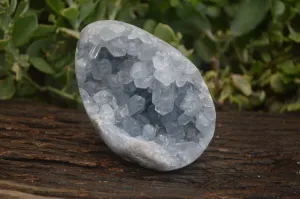 Polished Blue Celestite Crystal Centred Egg x 1 From Sakoany, Madagascar