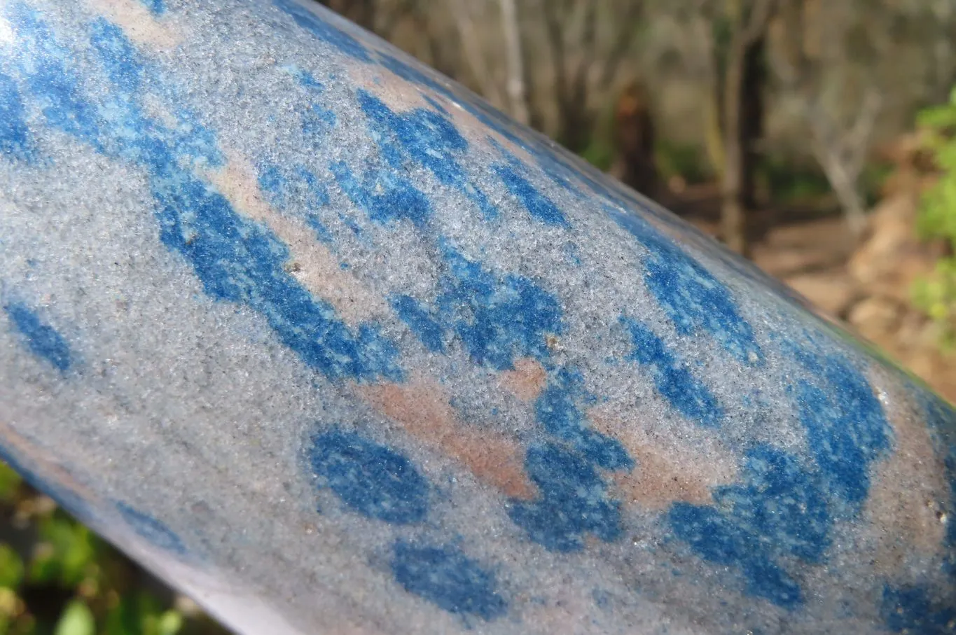 Polished Blue Spinel Spotted Quartz Standing Free Form x 1 From Madagascar