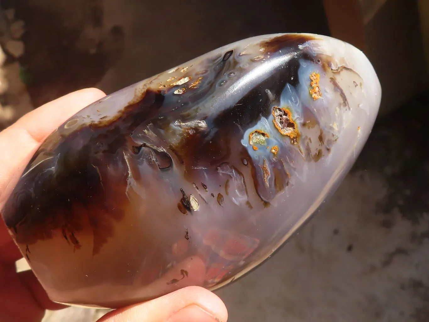 Polished Dendritic Agate Standing Free Form x 1 From Madagascar