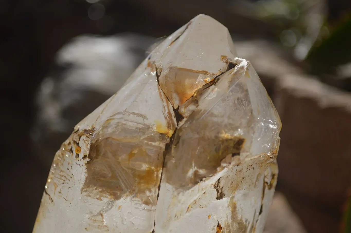 Polished Large Triple Headed Window Quartz Crystal x 1 From Madagascar