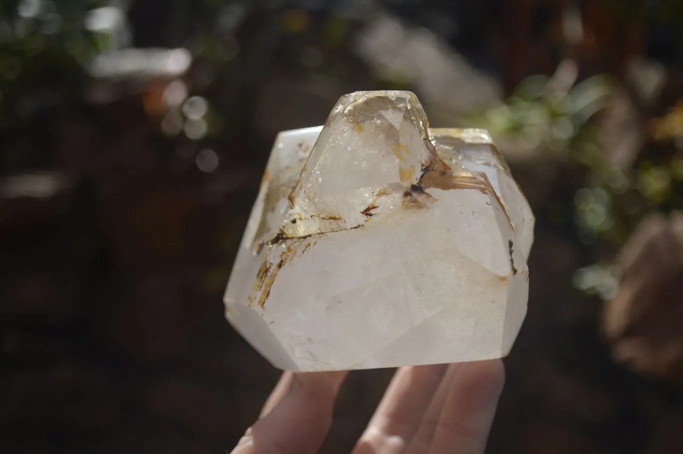 Polished Large Triple Headed Window Quartz Crystal x 1 From Madagascar