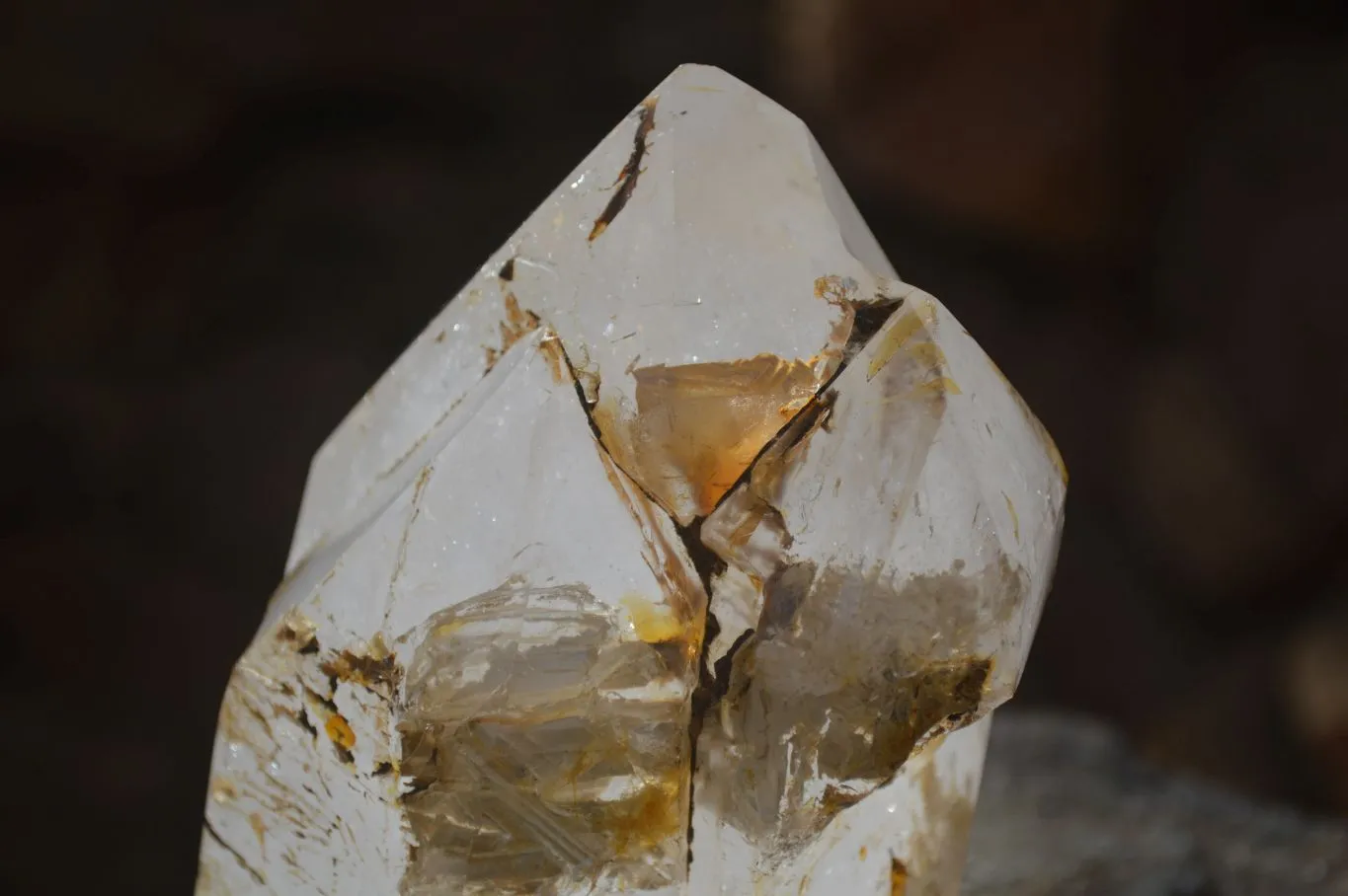Polished Large Triple Headed Window Quartz Crystal x 1 From Madagascar