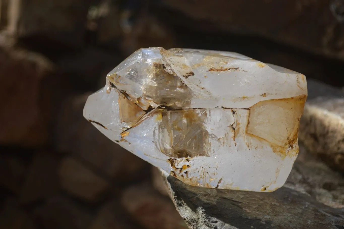 Polished Large Triple Headed Window Quartz Crystal x 1 From Madagascar