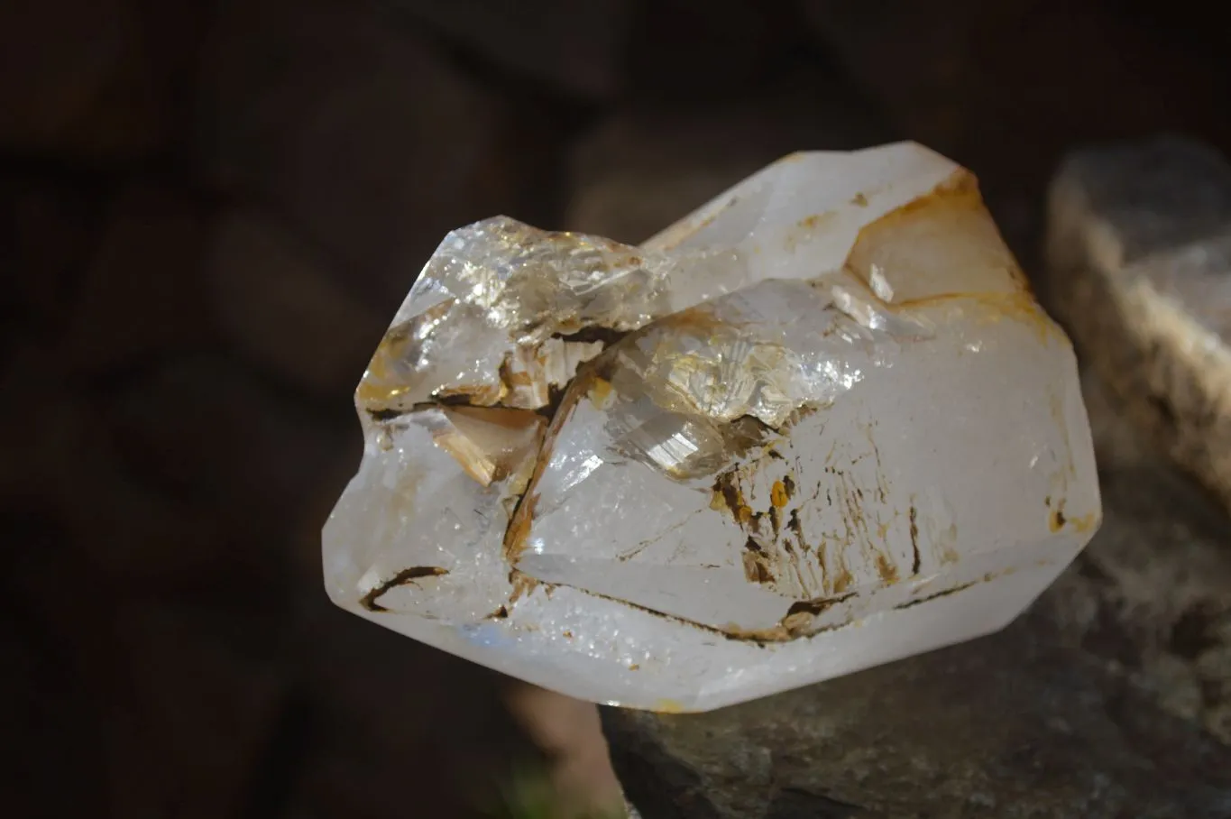 Polished Large Triple Headed Window Quartz Crystal x 1 From Madagascar