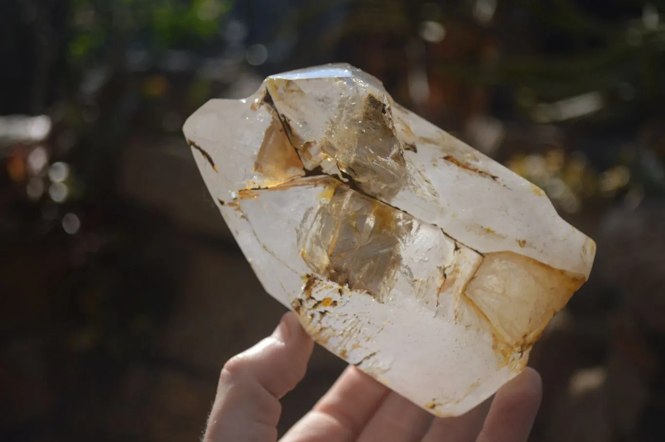Polished Large Triple Headed Window Quartz Crystal x 1 From Madagascar