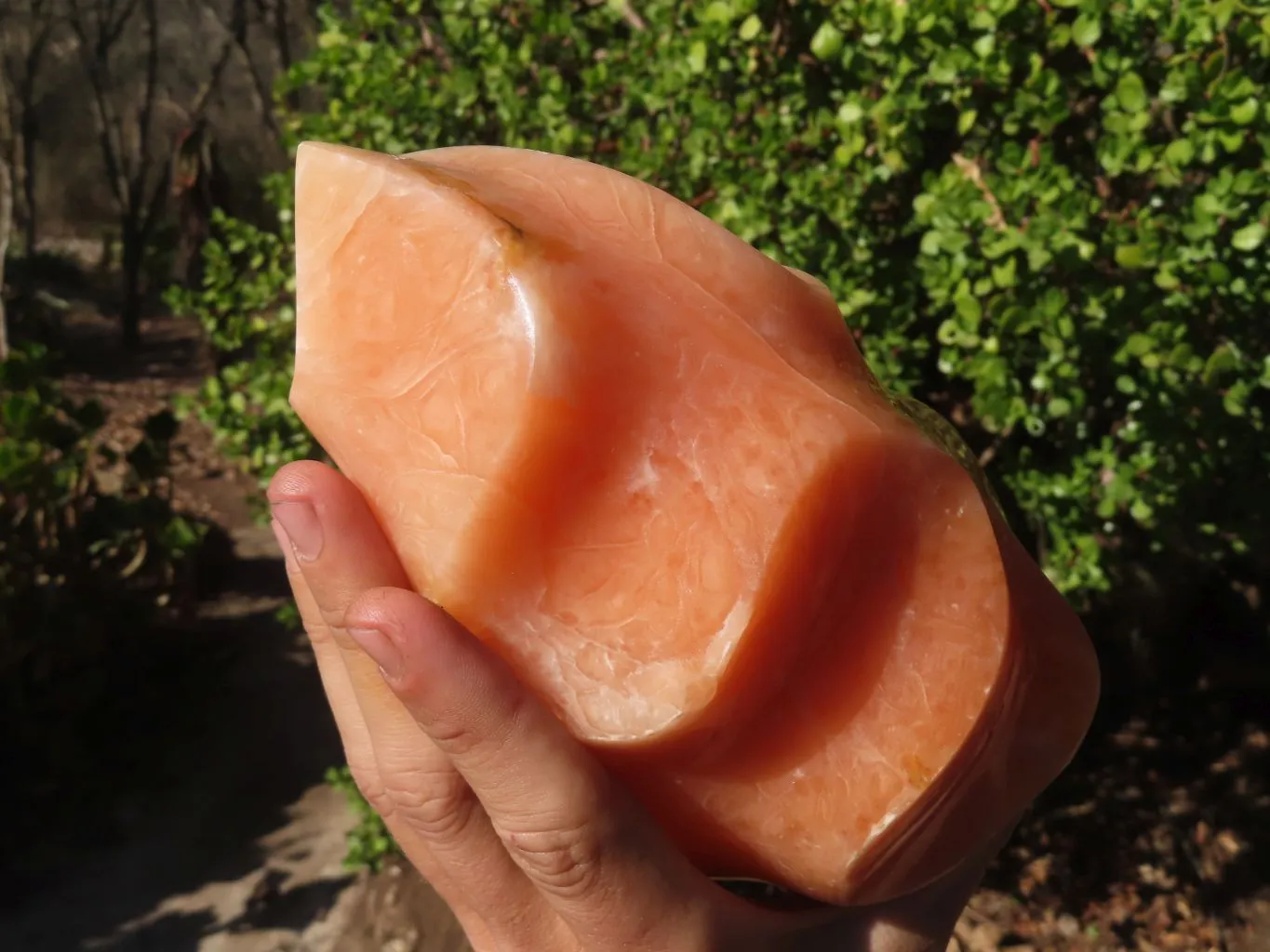 Polished Orange Twist Calcite Flame Sculpture  x 1 From Madagascar
