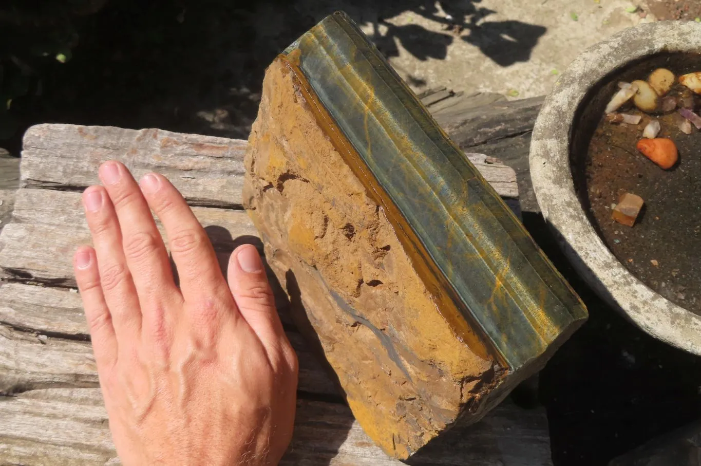 Polished Partially Blue & Gold Tigers Eye Slab x 1 From South Africa