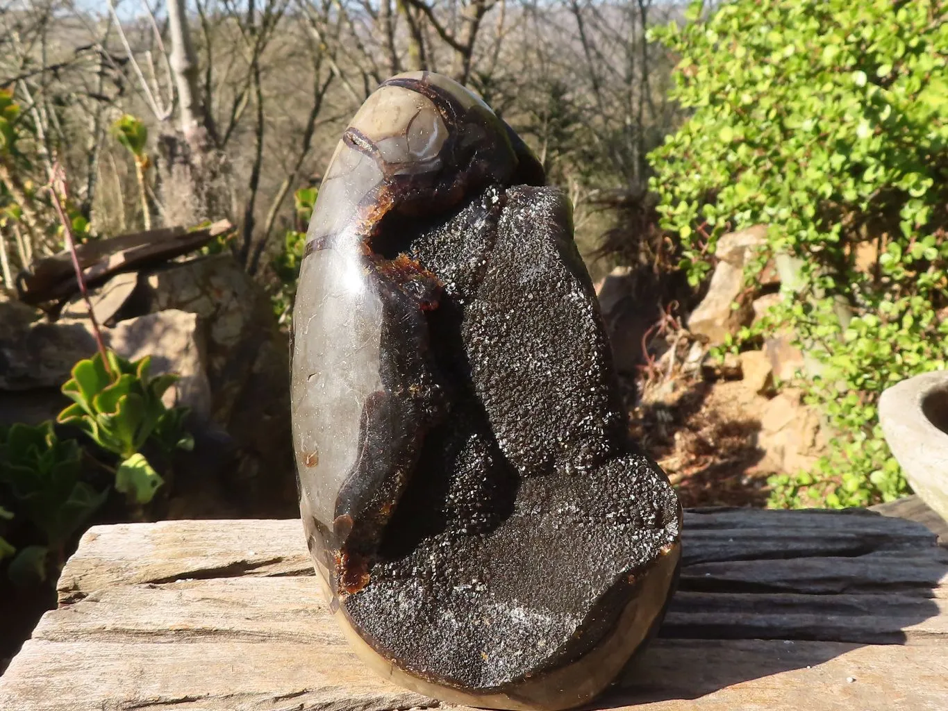 Polished Septerye Sauvage "Dragons" Egg Standing Free Form x 1 From Mahajanga, Madagascar