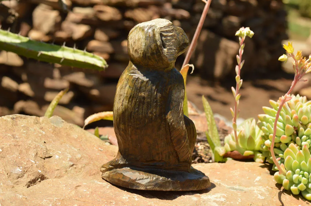Polished Soapstone Baboon Carving x 1 From Zimbabwe