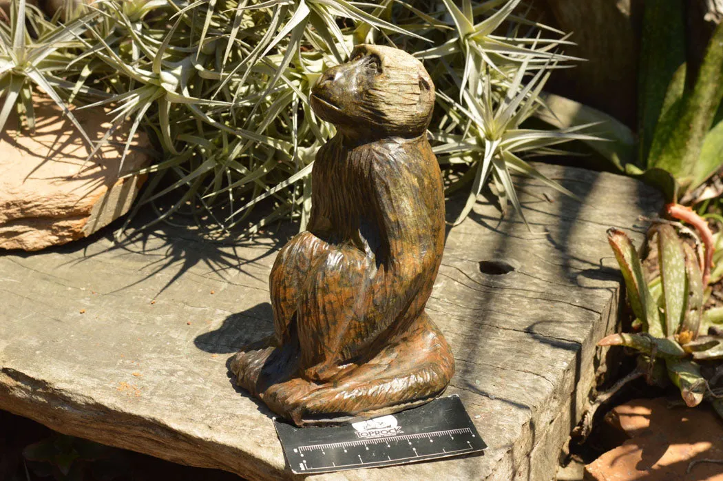 Polished Soapstone Baboon Carving x 1 From Zimbabwe