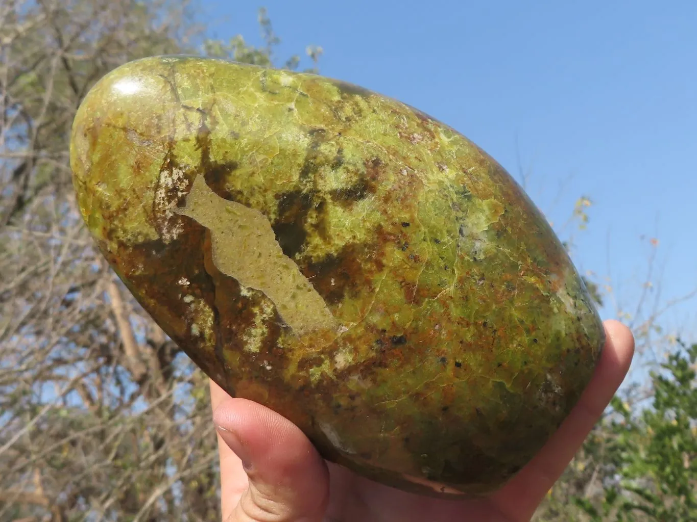 Polished Stunning Green Opal Standing Free Form x 1 From Antsirabe, Madagascar