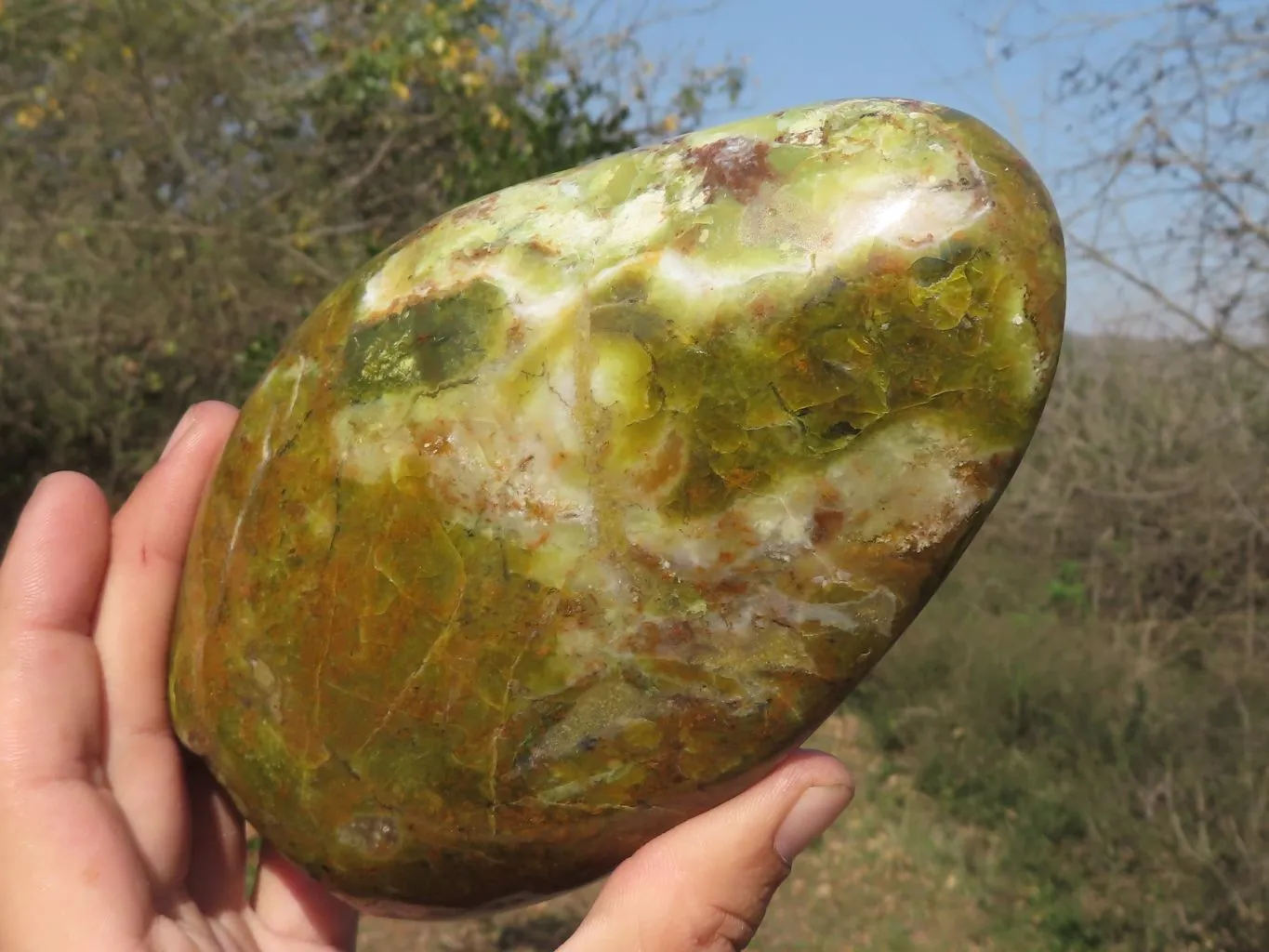 Polished Stunning Green Opal Standing Free Form x 1 From Antsirabe, Madagascar