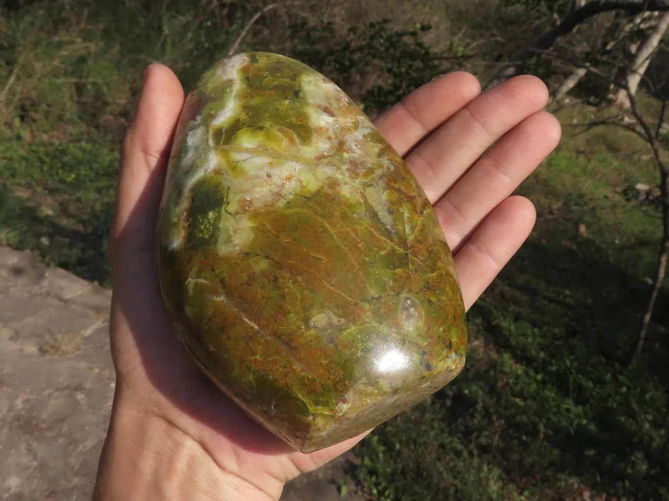 Polished Stunning Green Opal Standing Free Form x 1 From Antsirabe, Madagascar