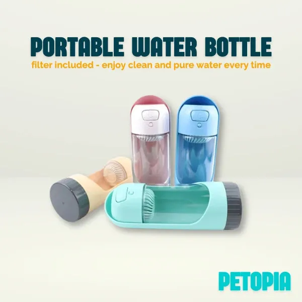 Portable Pet Water Bottle Feeder for Dogs with Filter: Travel Drinking Bowl