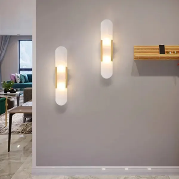 Post-modern natural marble wall lamp living room TV background wall designer bedroom bedside light luxury porch aisle lamp