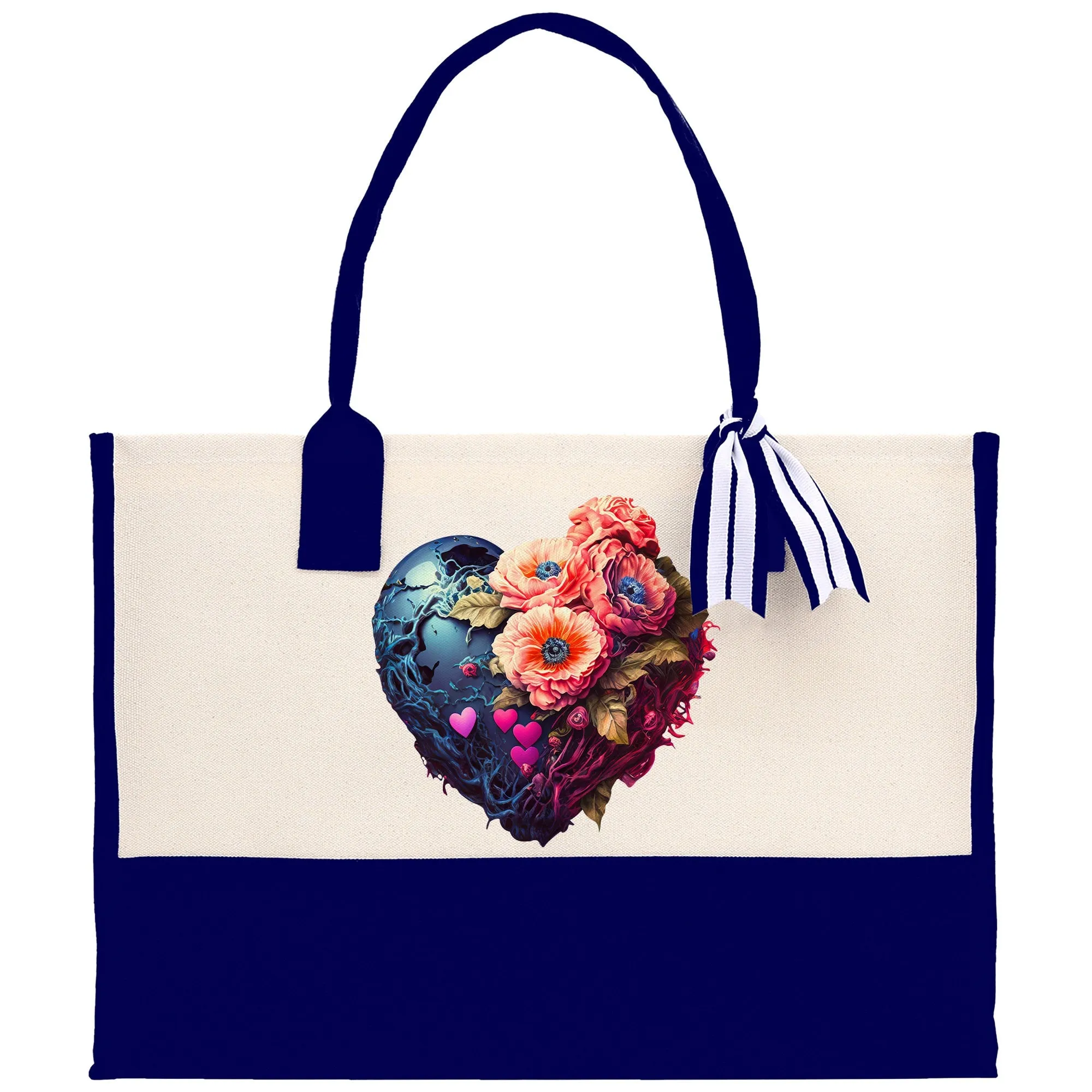 Purple Heart Flowers Valentine's day gifts for her True Love Tote Bag Custom Gift Bag Valentine TMC-L-VD1007
