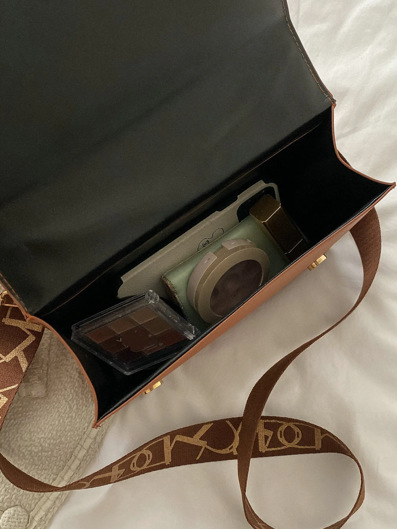 Quilted Embossed Flap Chain Bag