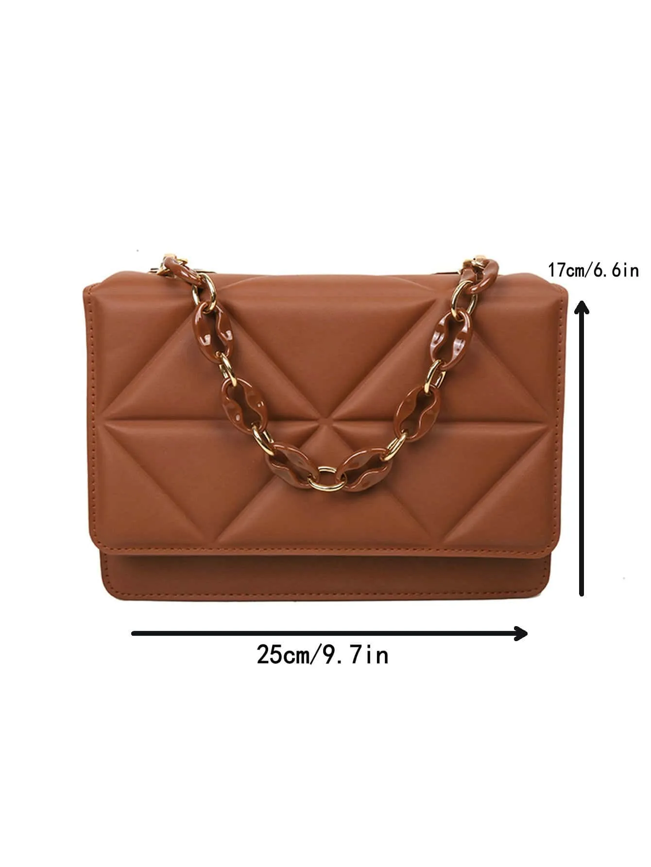Quilted Embossed Flap Chain Bag