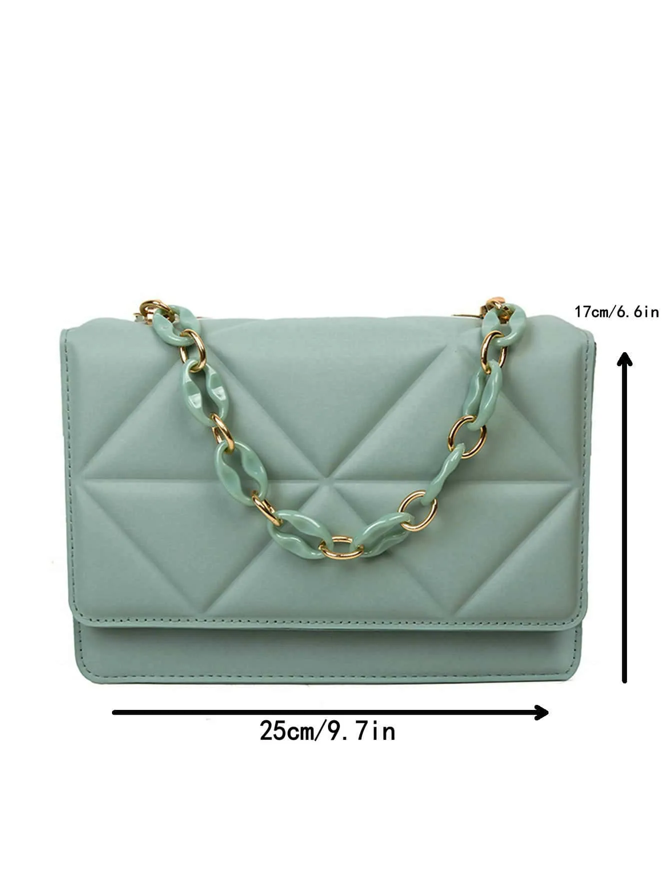 Quilted Embossed Flap Chain Bag