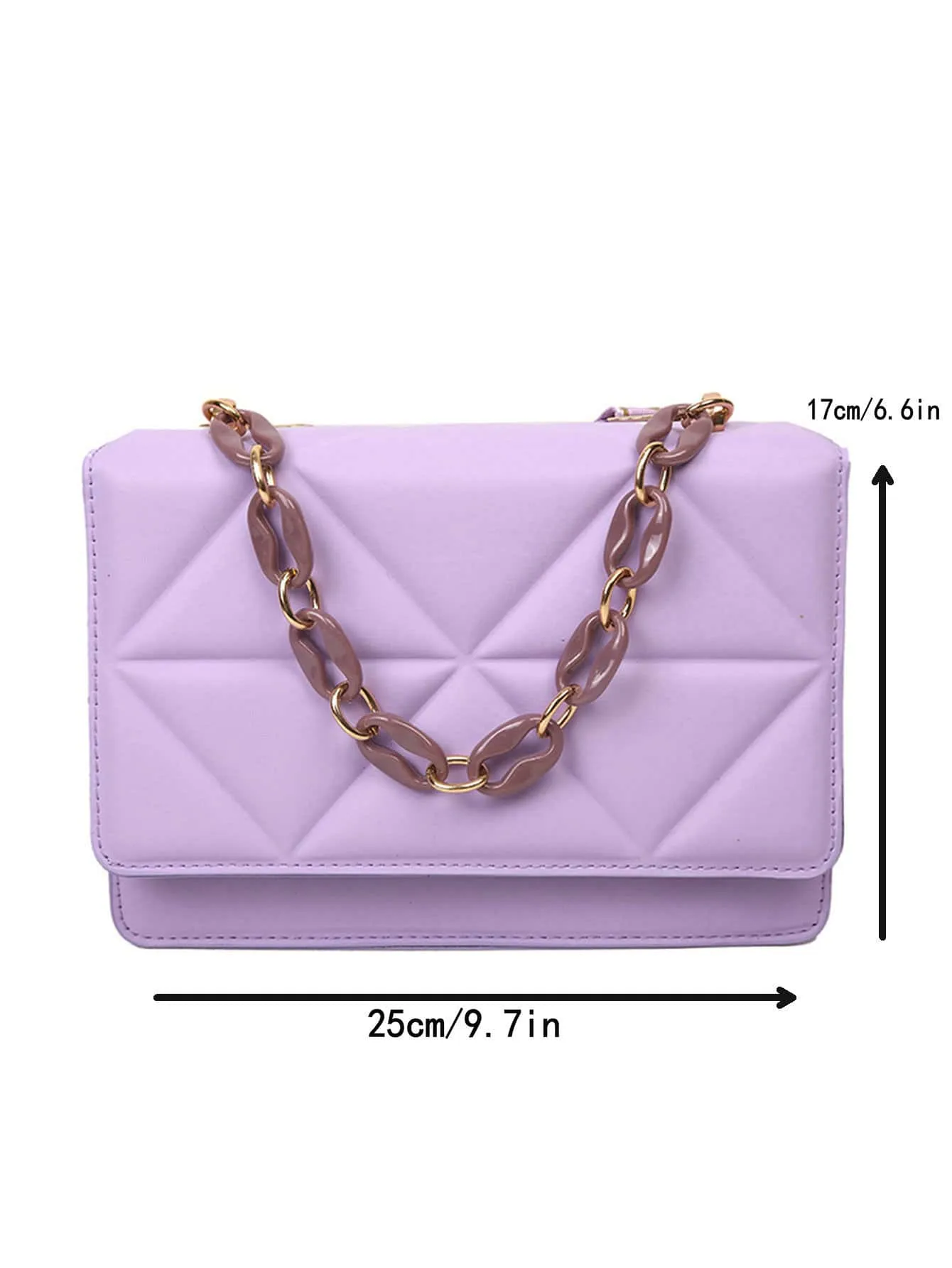 Quilted Embossed Flap Chain Bag