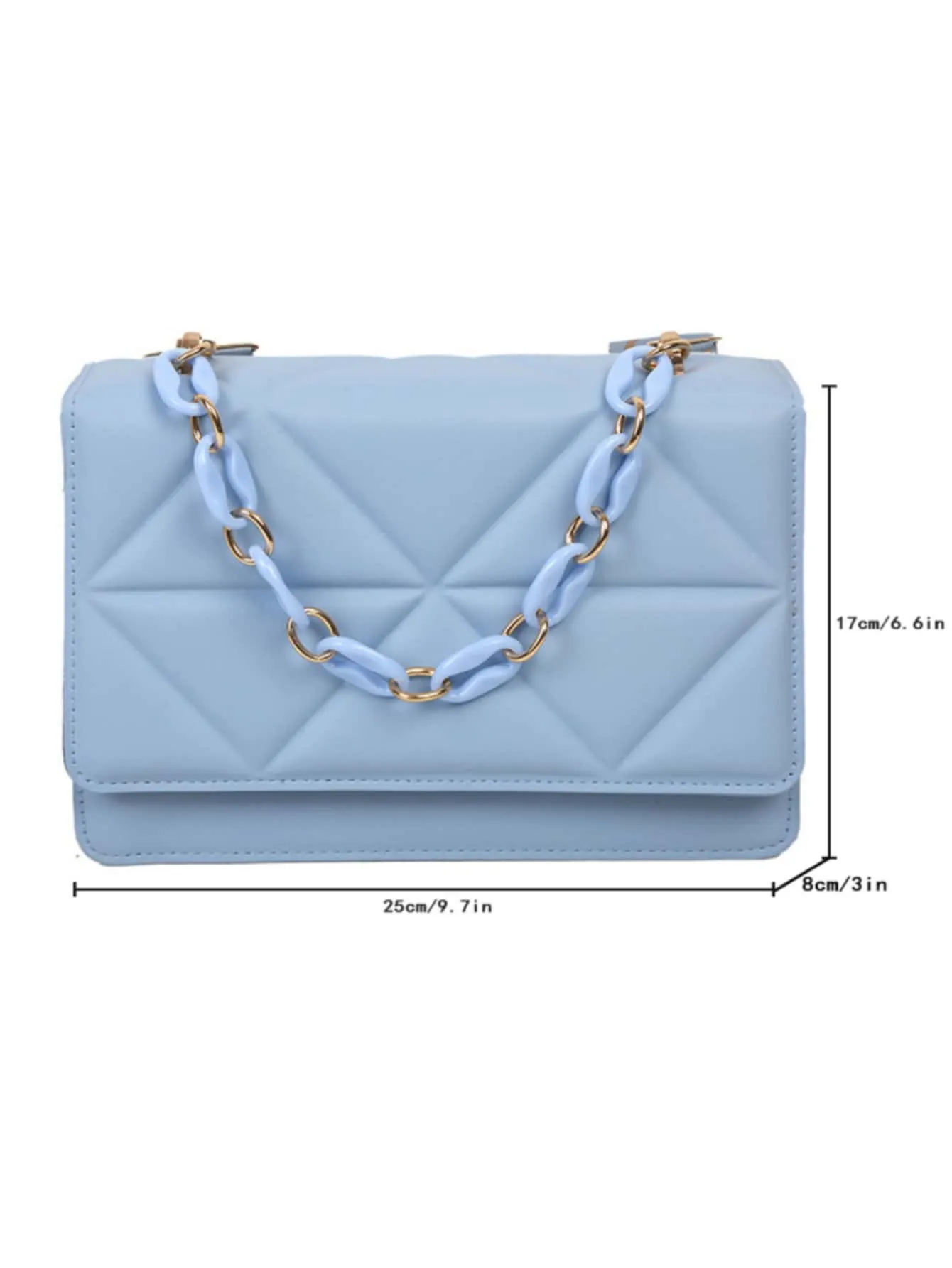Quilted Embossed Flap Chain Bag